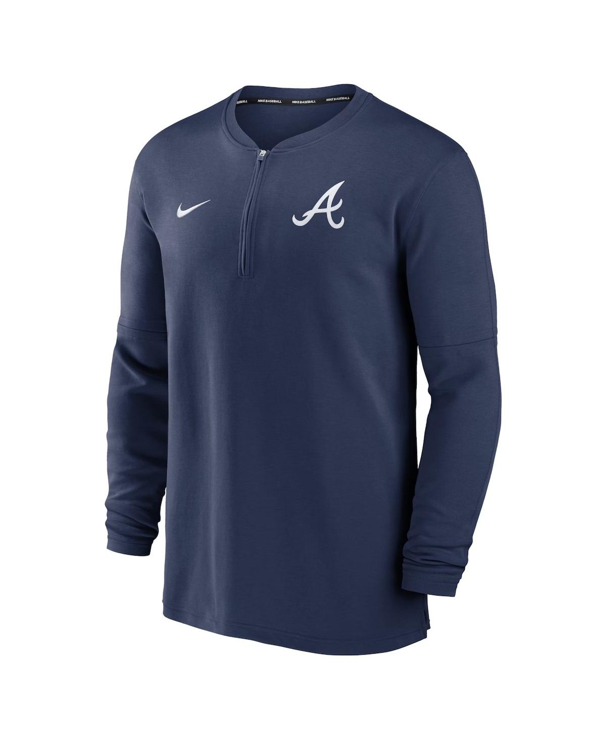 Nike Atlanta Braves Authentic Collection Game Time  Men's Dri-fit Mlb 1/2-zip Long-sleeve Top In Navy