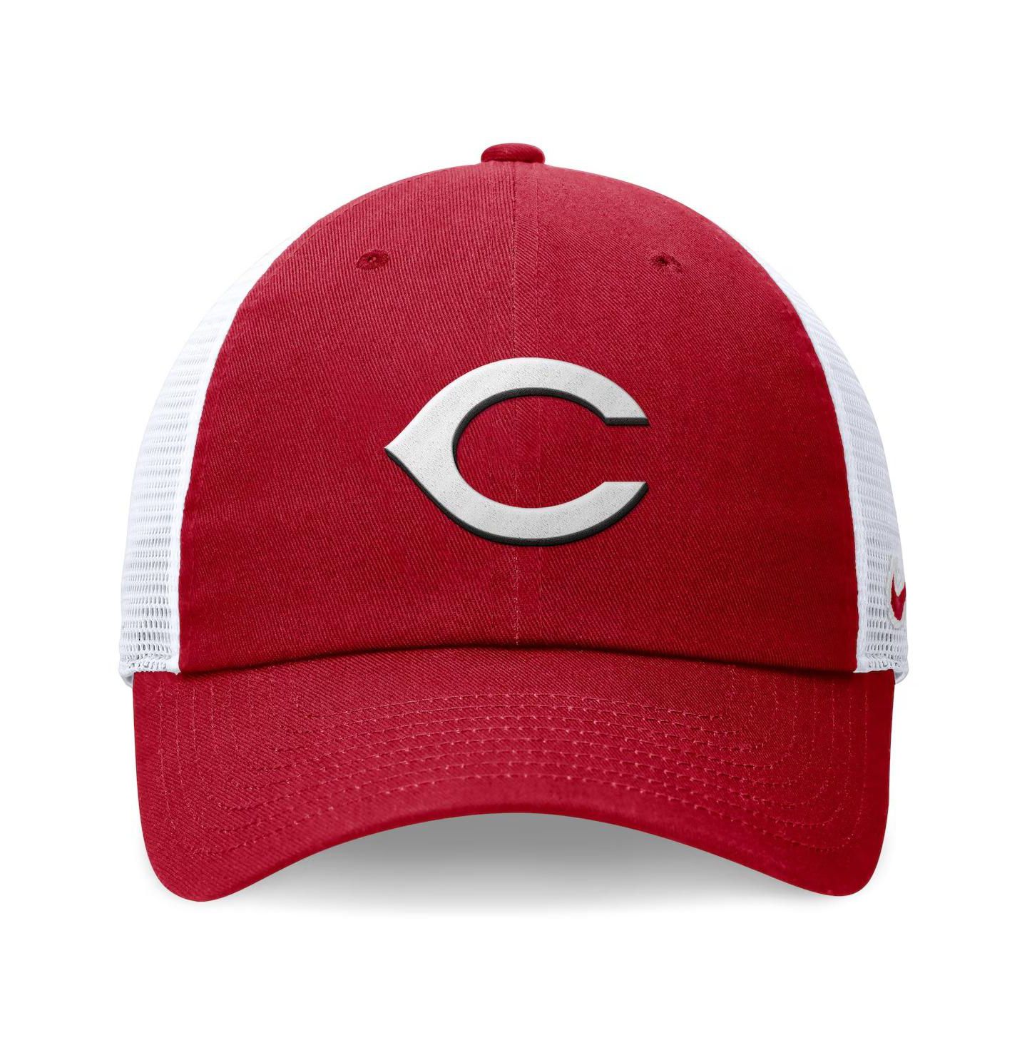 Мужская кепка Nike Red Cincinnati Reds Evergreen Club Trucker Adjustable Hat — фото 2