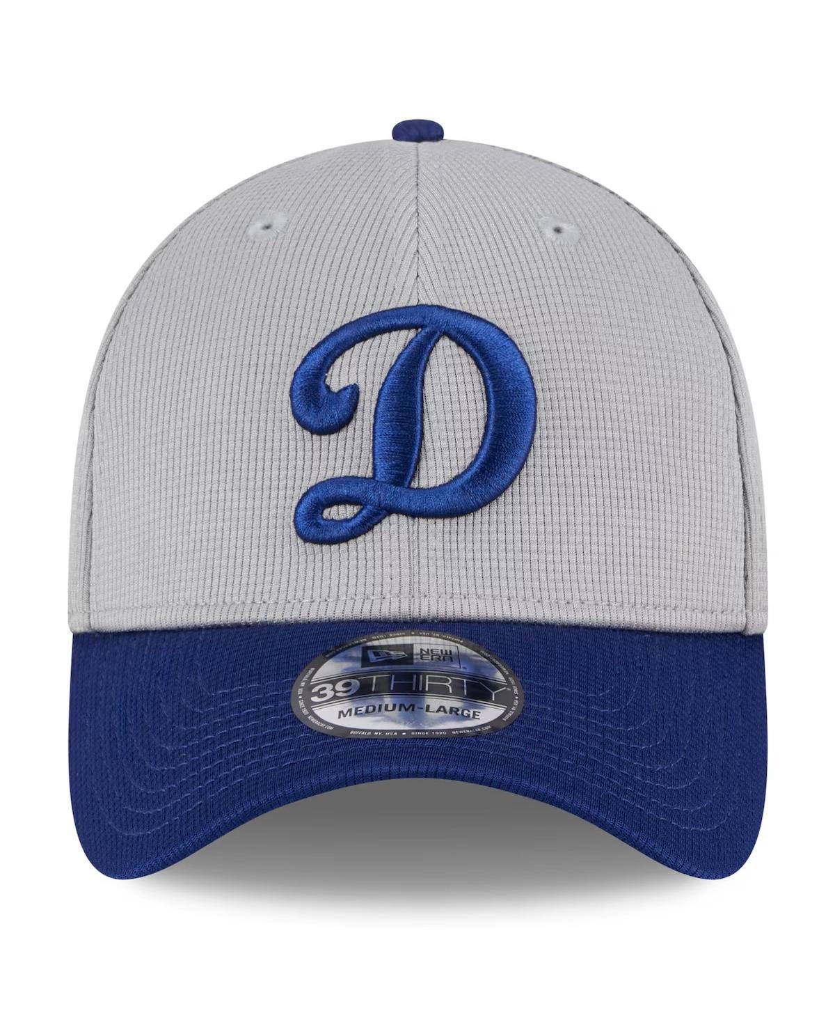 New Era Men's Gray Los Angeles Dodgers 2024 Batting Practice 39thirty Flex Hat In Light Blue