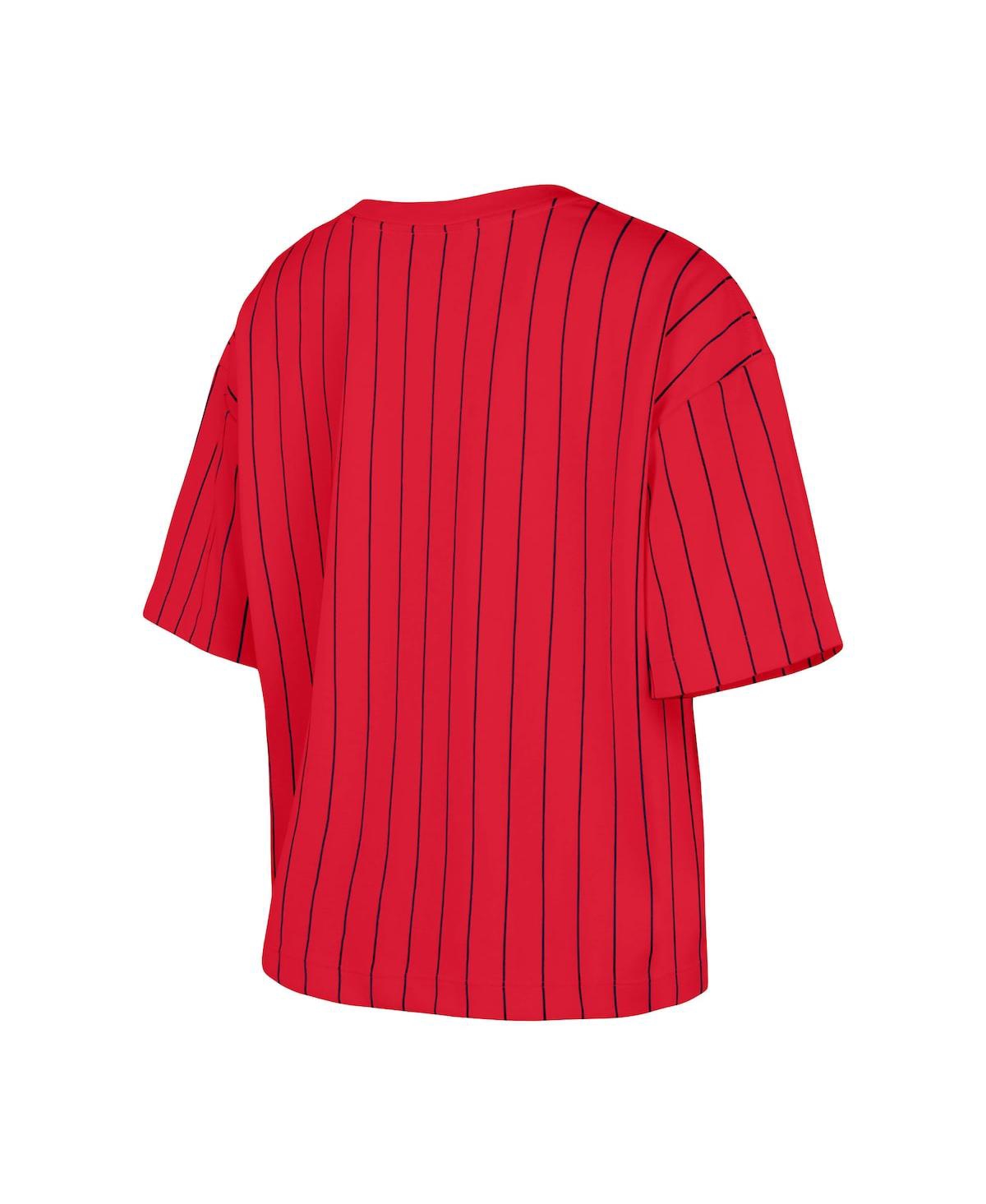 NEW ERA WOMEN'S RED ST. LOUIS CARDINALS BOXY PINSTRIPE T-SHIRT 