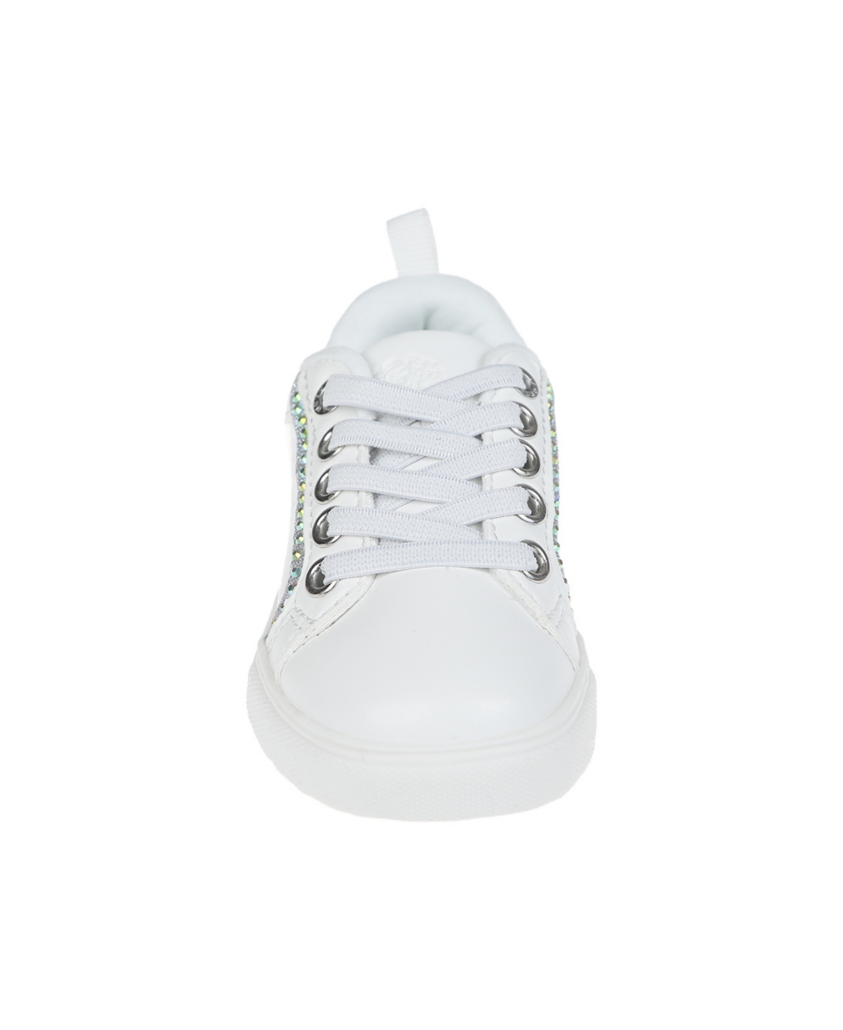 Vince Camuto Toddler Girl's Court Sneaker with Glitter, Embossed Crest, and Elastic Laces Polyurethane Sandals