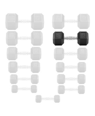 Rubber Coated Hex Dumbbell Hand Weight, 35 lbs