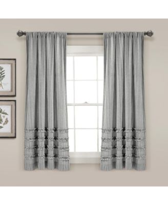 Vintage Stripe Yarn Dyed Cotton Window Curtain Panels