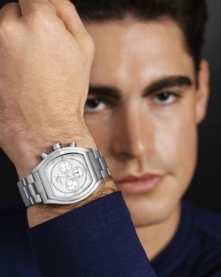 Roman Stainless Steel Silver Tone & White Men's Watch 1291AROS