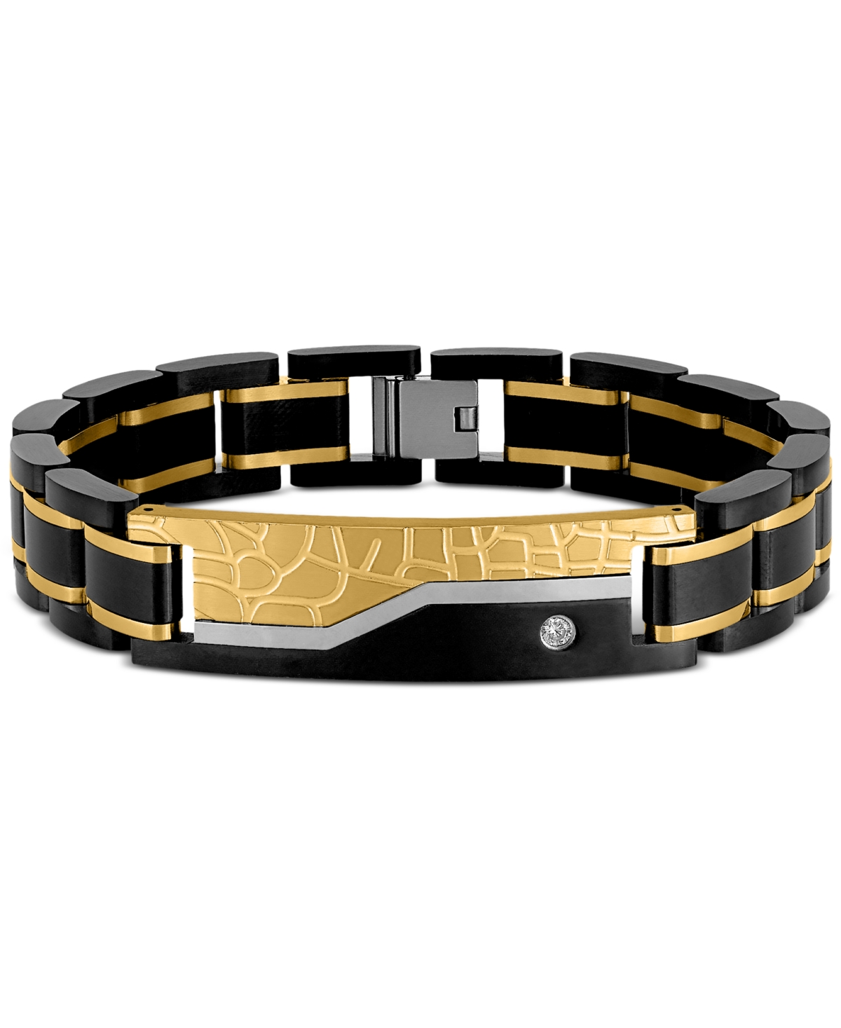 Diamond Watch Link Bracelet (1/20 ct. t.w.) in Black & Gold Ion-Plated Stainless Steel, Created for Macy's - Black