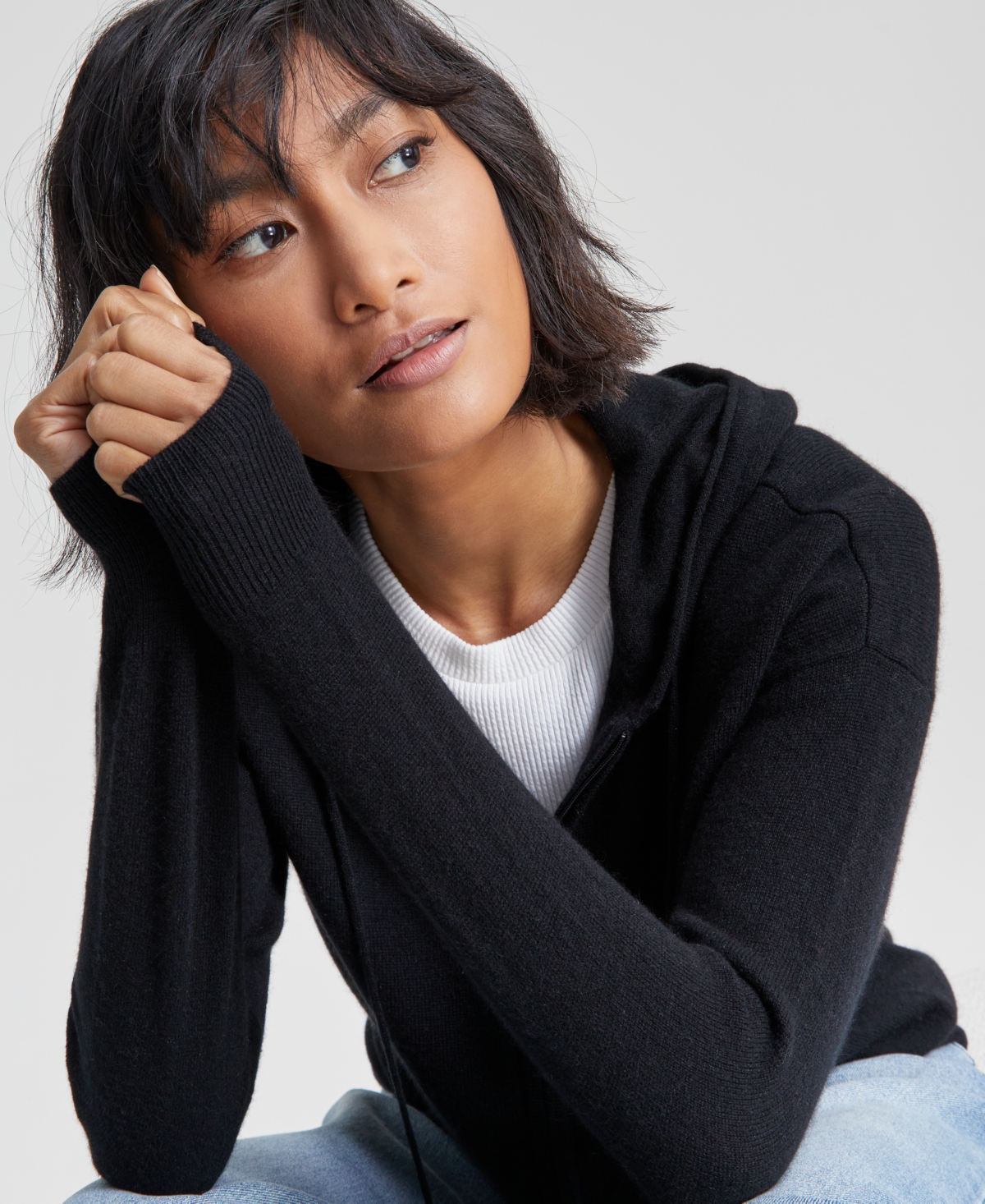 Charter Club Women's Petite 100% Cashmere Zip Hoodie, Created for Macy's