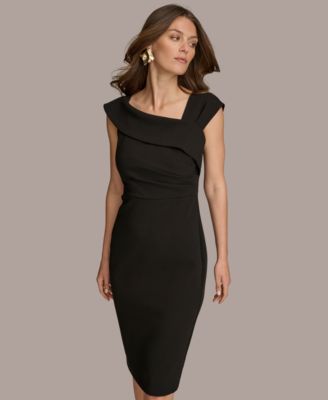 【Donna Karan New York】Asymmetric-Neck Sheath Dress Asymmetrical Neck Cocktail Sheath Dress | Sheath Dress