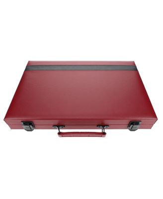 Burgundy/Black Leatherette Backgammon Set, 18 x 11 in. closed