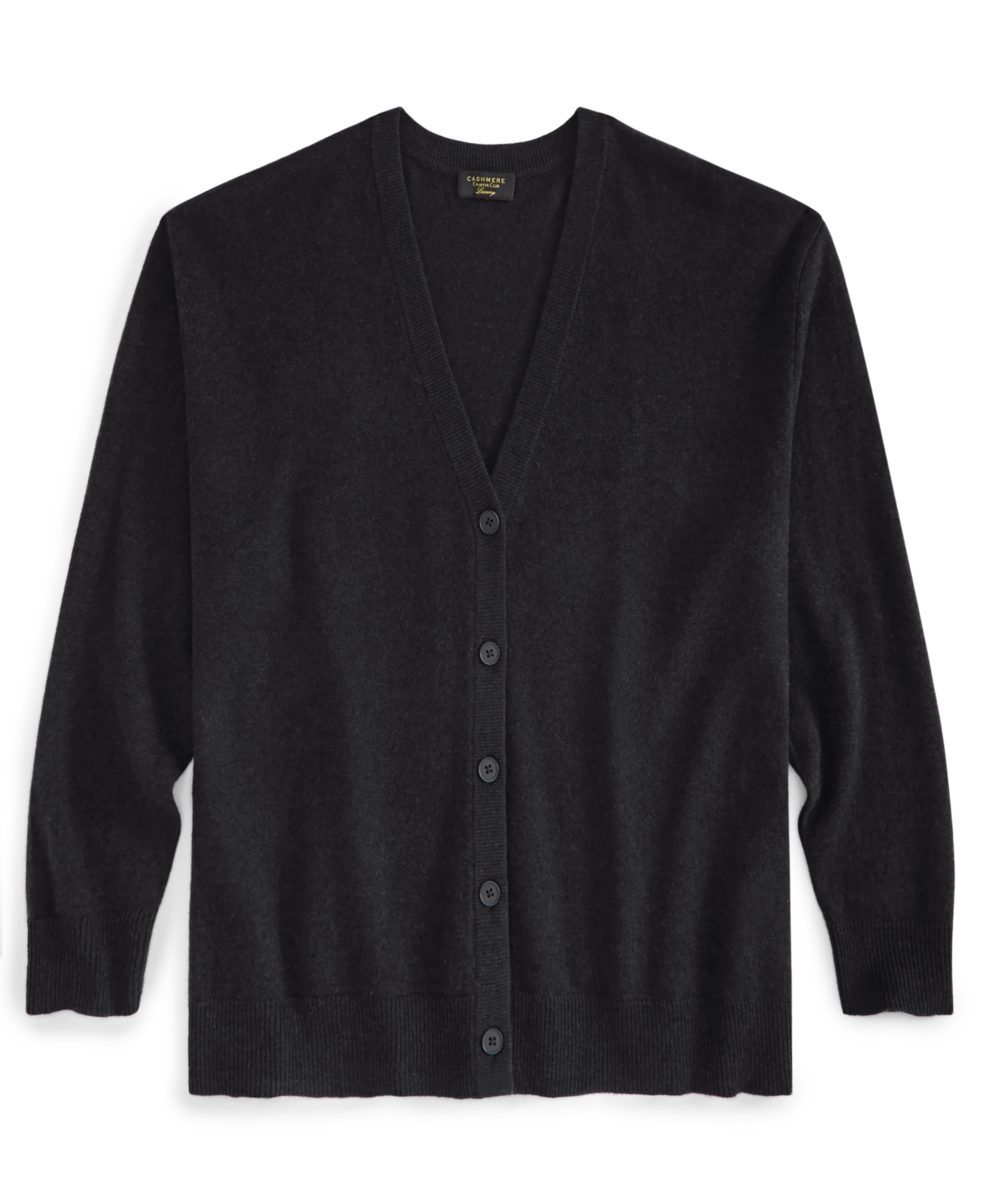 Charter Club Plus Size 100% Cashmere Button Front Cardigan, Created For Macy's In Classic Black