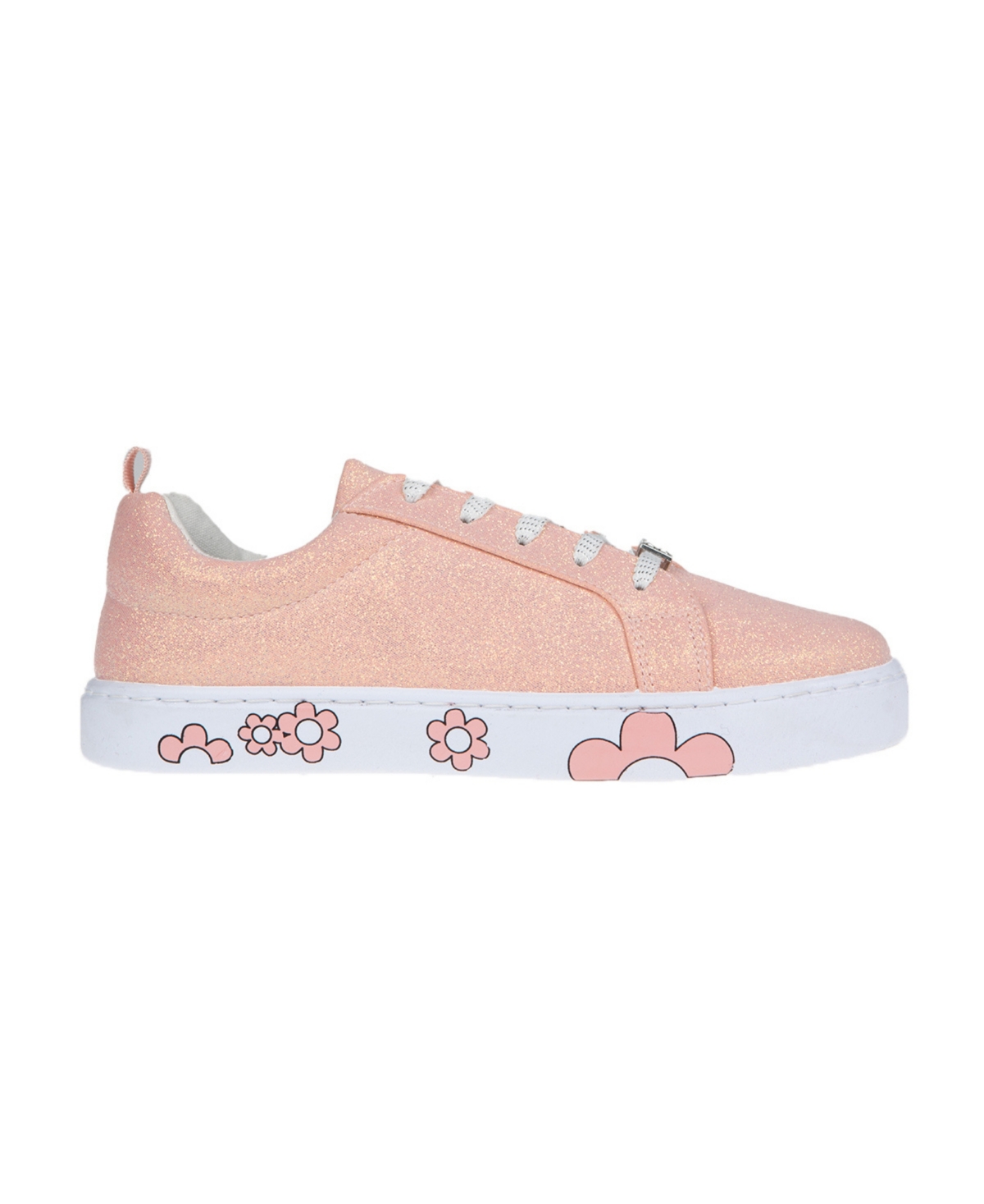 Bebe Big Girl's Low Profile Sneaker in Glitter Canvas with Outsole Printing Glitter Sneakers