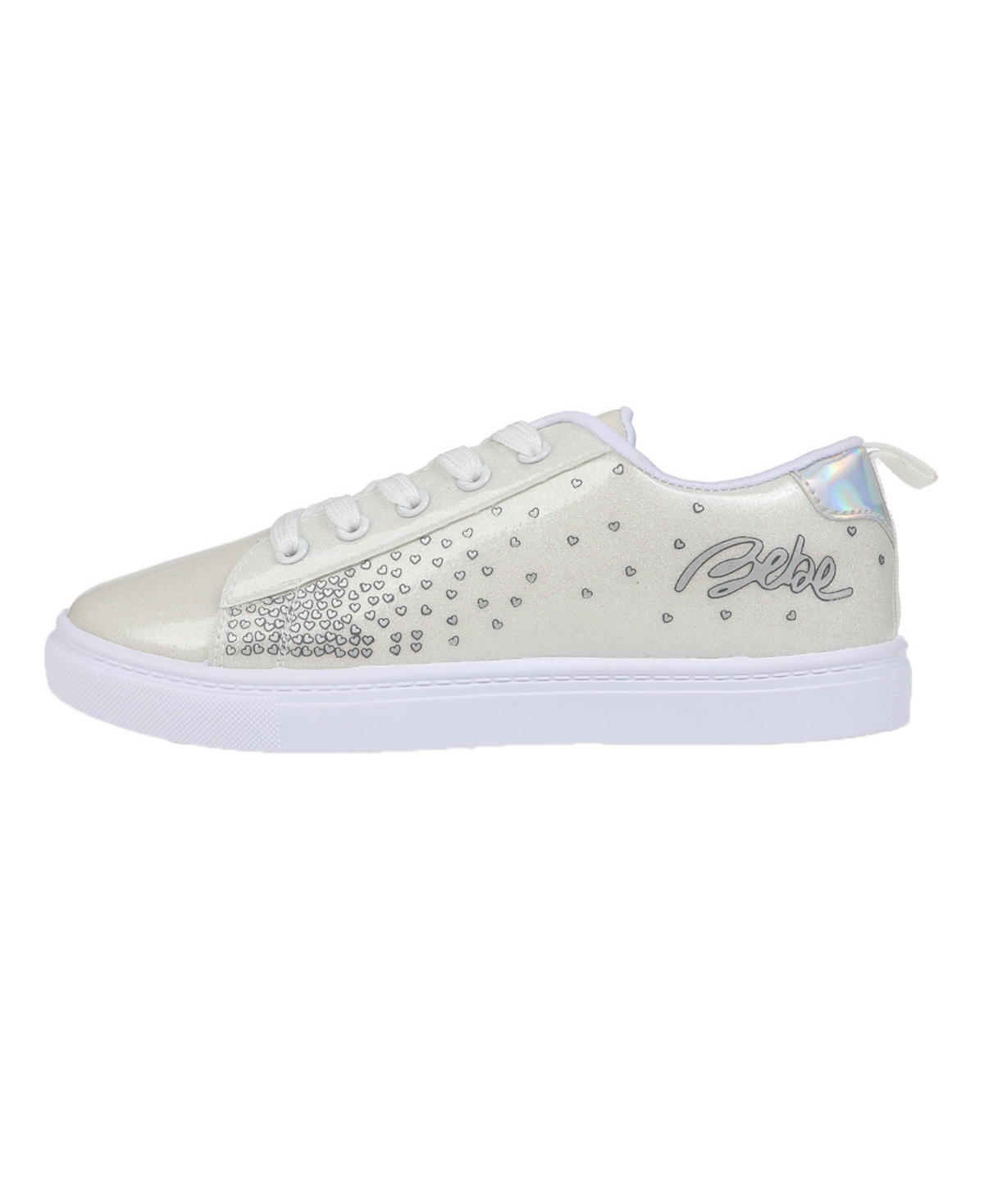 Bebe Big Girl's Low Profile Sneaker with Metallic Print and Holographic Counter Polyurethane Sneakers