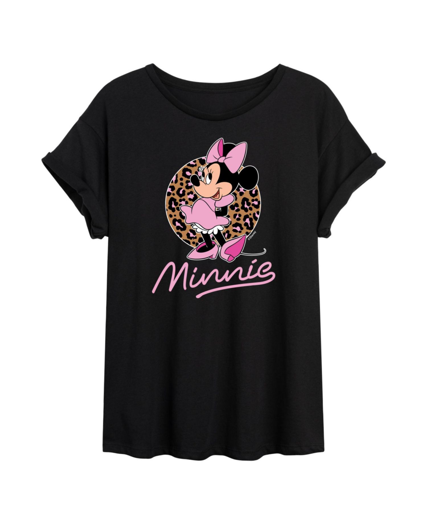 Trendy Juniors Minnie Leopard Graphic Oversized Tee