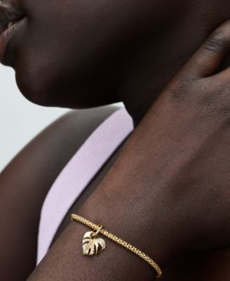 14K Gold-Plated Sparkling Monstera Leaf Dangle Charm