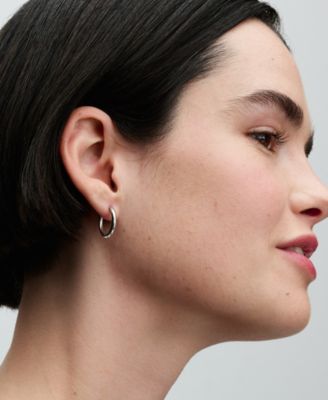 Sterling Silver Charm 18 mm Hoop Earrings