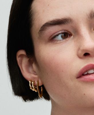 14k gold-plated V-shaped Open Hoop Earrings