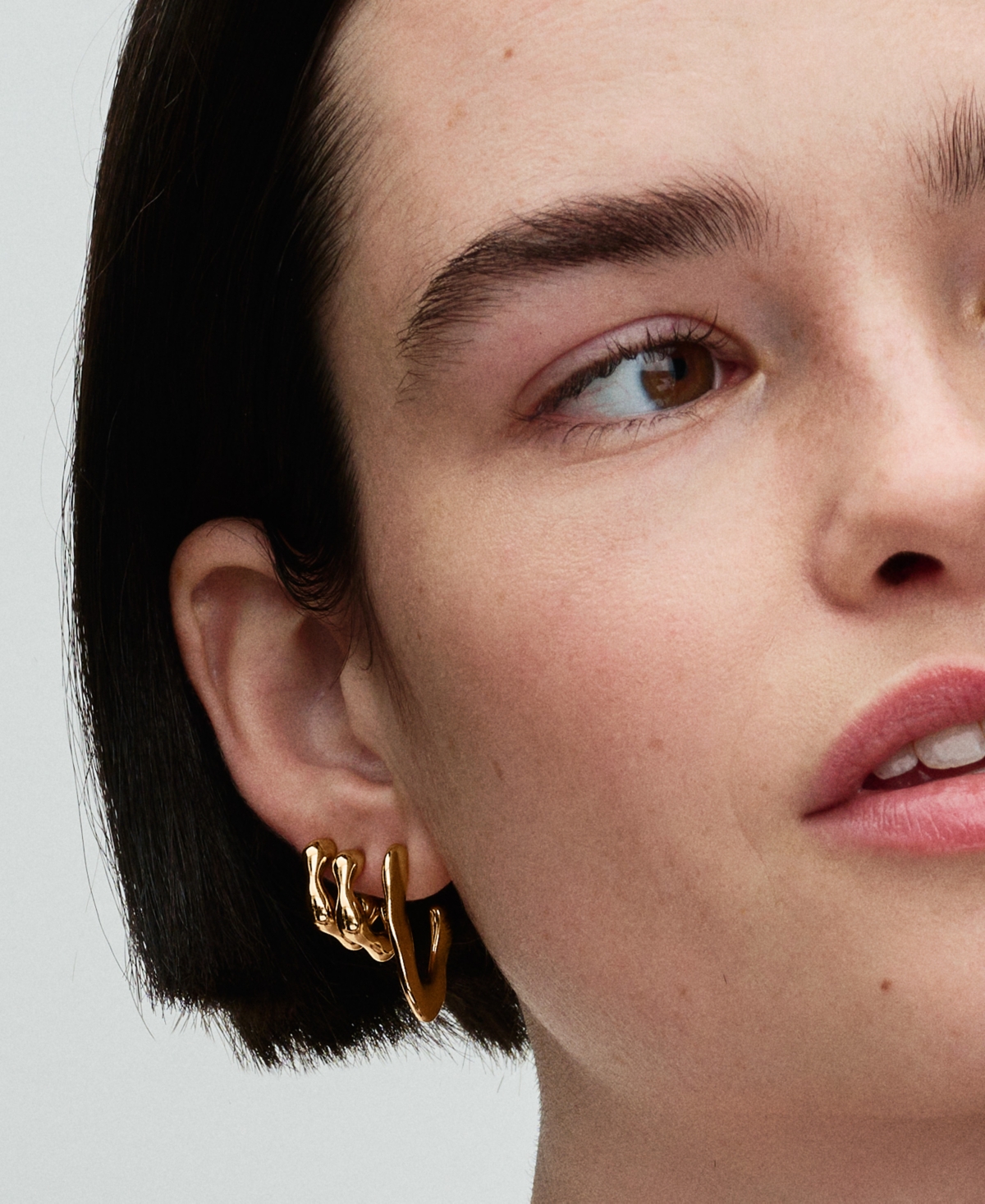 Pandora Organically V-shaped Open Hoop Earrings 14k Gold Plating In No Color