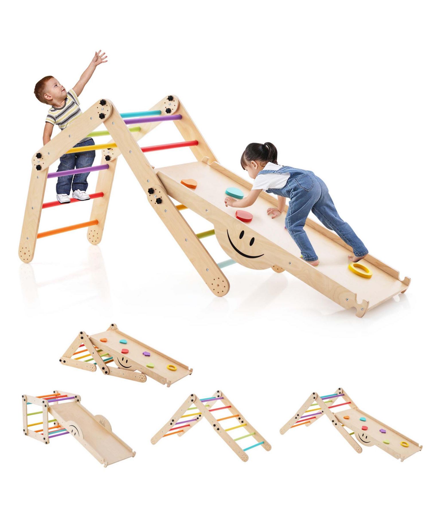 Montessori Wooden Reversible Ramp Climber and Ramp, 2-Piece Set