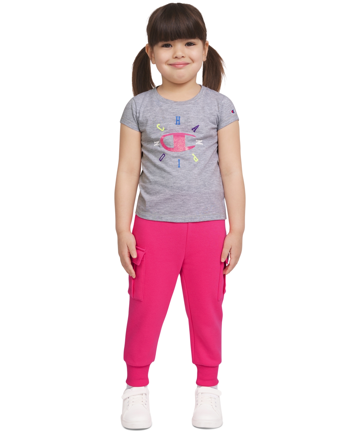 Champion Kids Toddler Girls Logo Graphic T shirt Jogger Pants 2 Piece Set In Grey Heath ModeSens