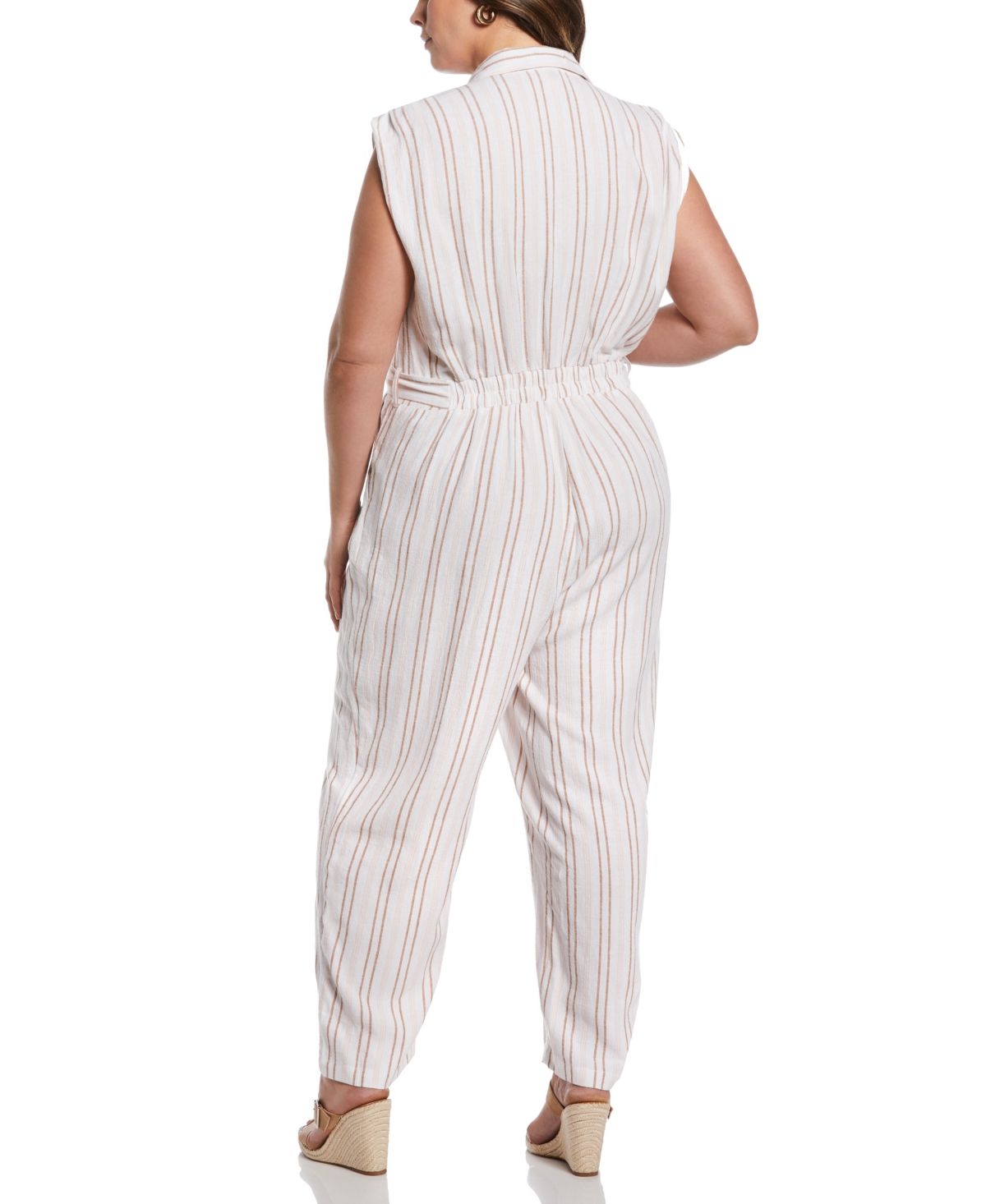 Ella Rafaella Plus Size Linen Blend Sleeveless Jumpsuit Pants