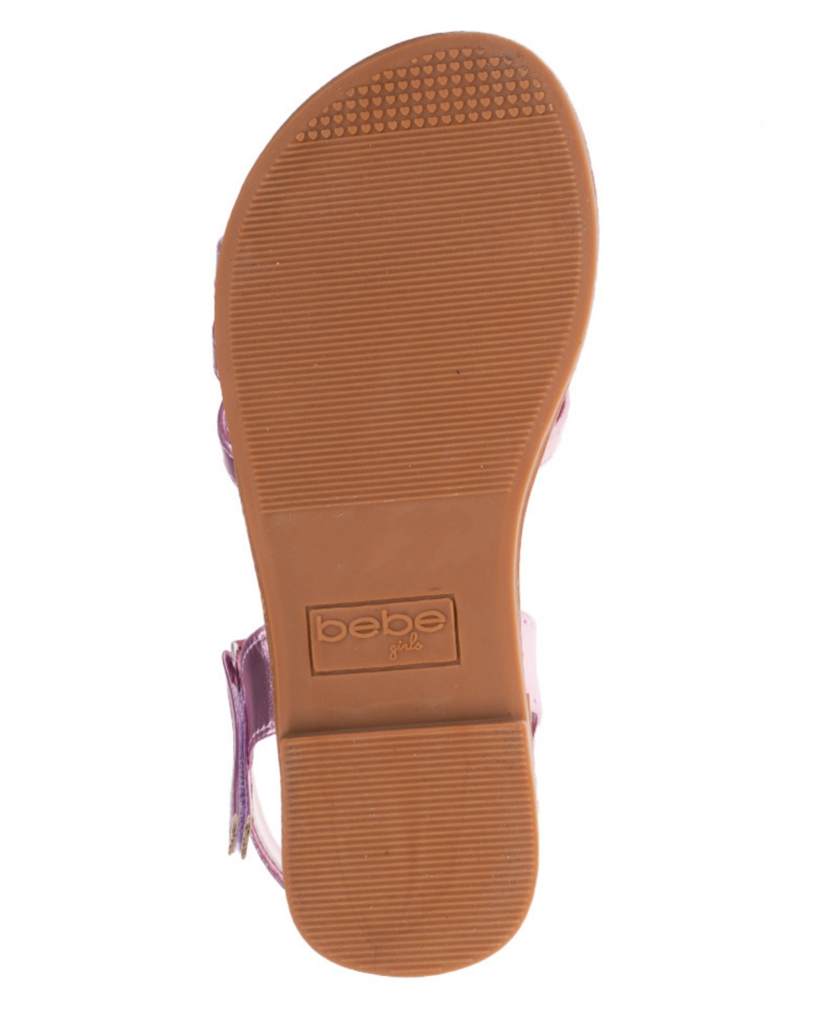 Bebe Big Girl's Strappy Sandal With Cute Rhinestone Tubular Bow Polyurethane Sandals In Pink Multi