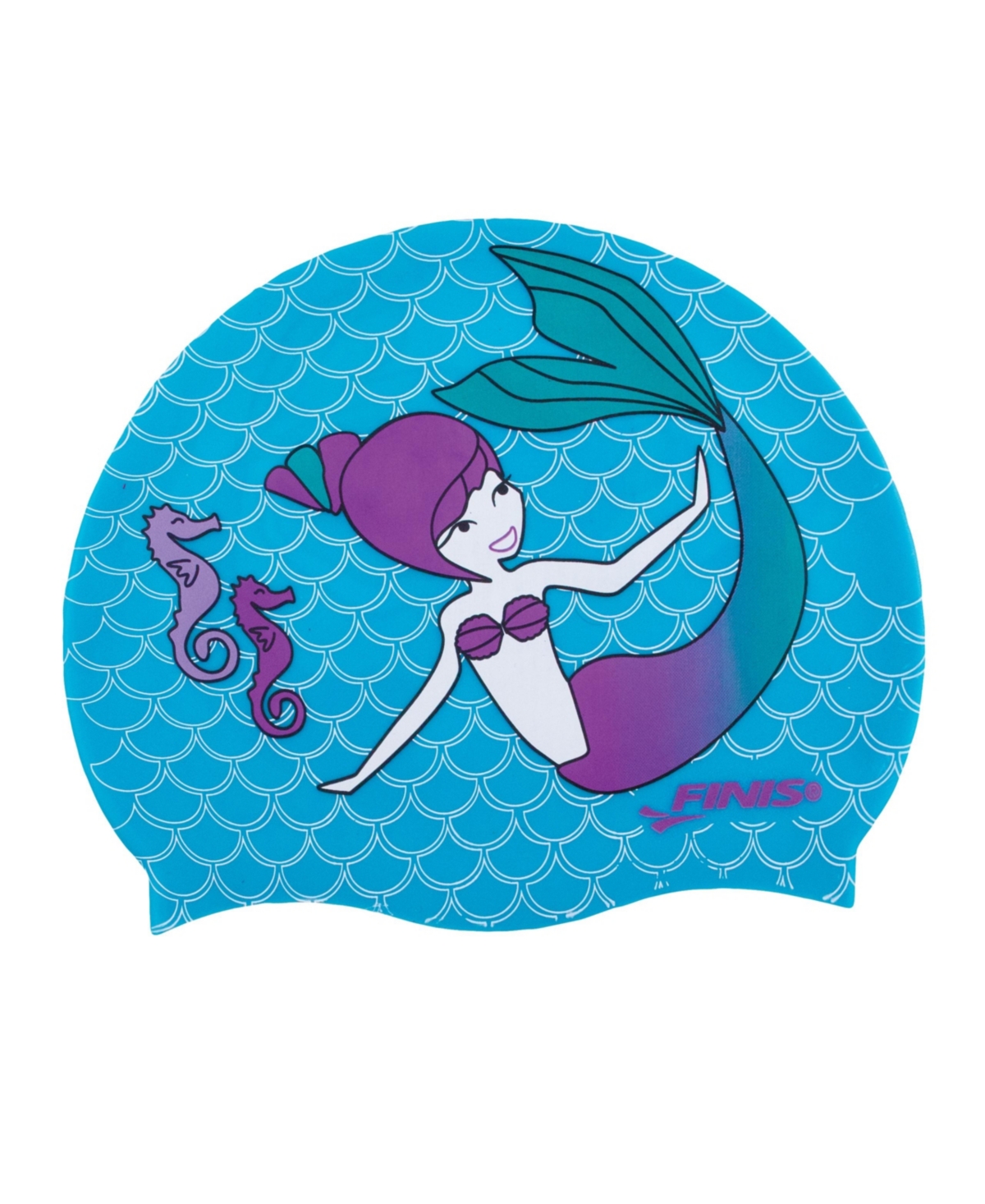 Finis Girls Mermaid Silicone Cap - Fun Swim Cap with a Universal Fit - 100% Silicone Swim Cap with Rippled Edge for a Watertight Seal - Swimming Pool
