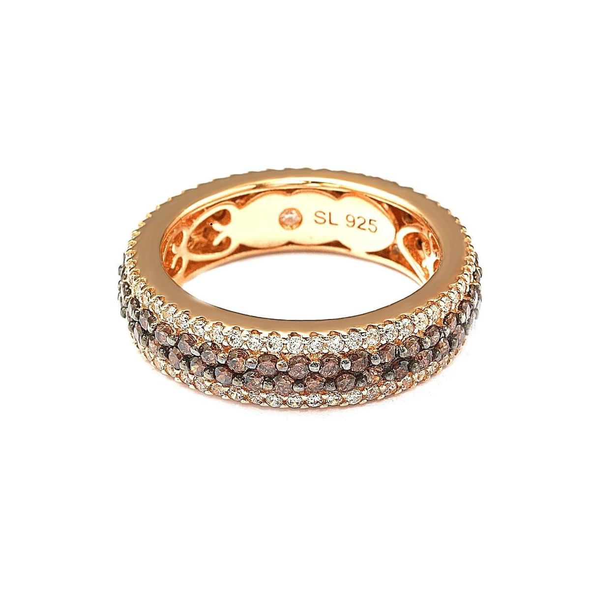 Suzy Levian New York Suzy Levian Sterling Silver Cubic Zirconia Multi-RowEternity Band - Brown