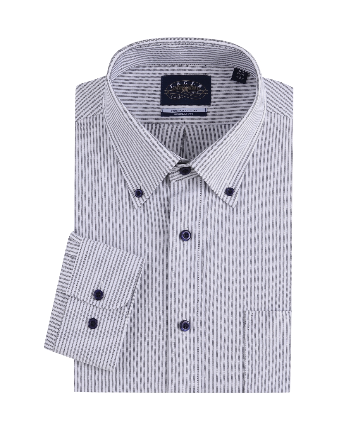 Men's Pin Striped Oxford Shirt with Stretch Collar - Blue