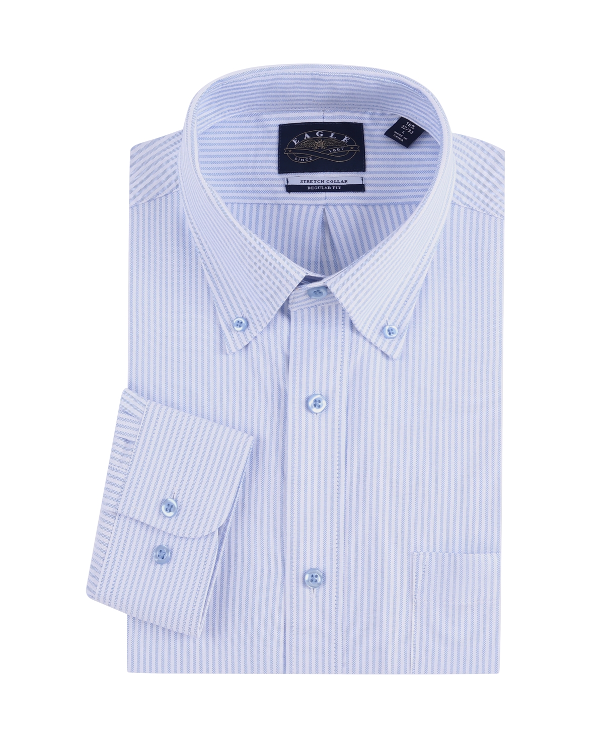 Men's Pin Striped Oxford Shirt with Stretch Collar - Blue