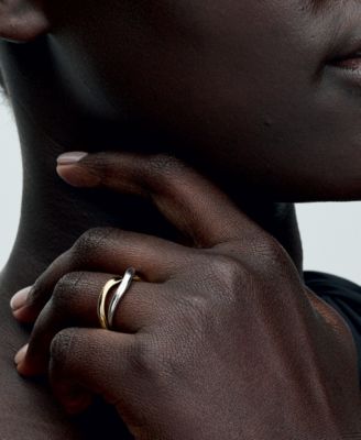 Two-tone Entwined Bands Ring in Sterling Silver and 14k Gold-plated