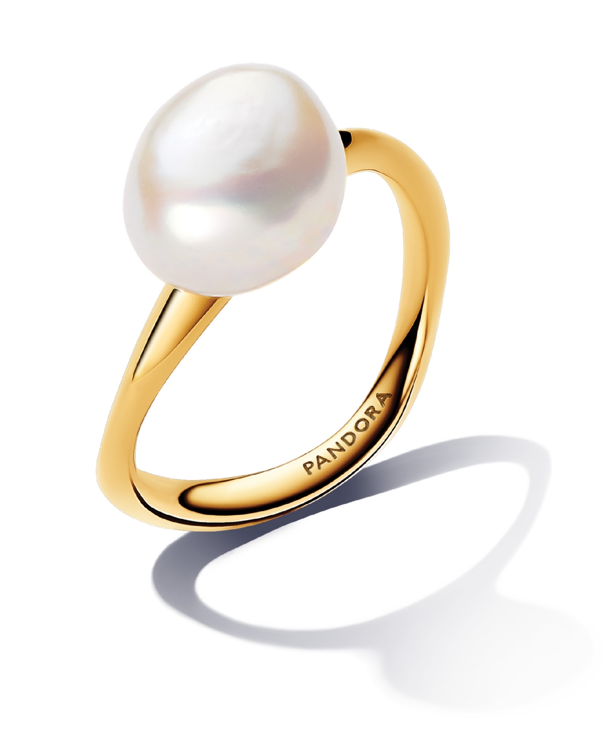 Pandora Baroque Treated Freshwater Cultured Pearl Ring In 14k Gold-plated In Gold