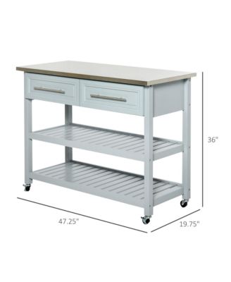 Kitchen Cart Rolling Trolley Shelves Drawers Cabinet Stainless Steel Top