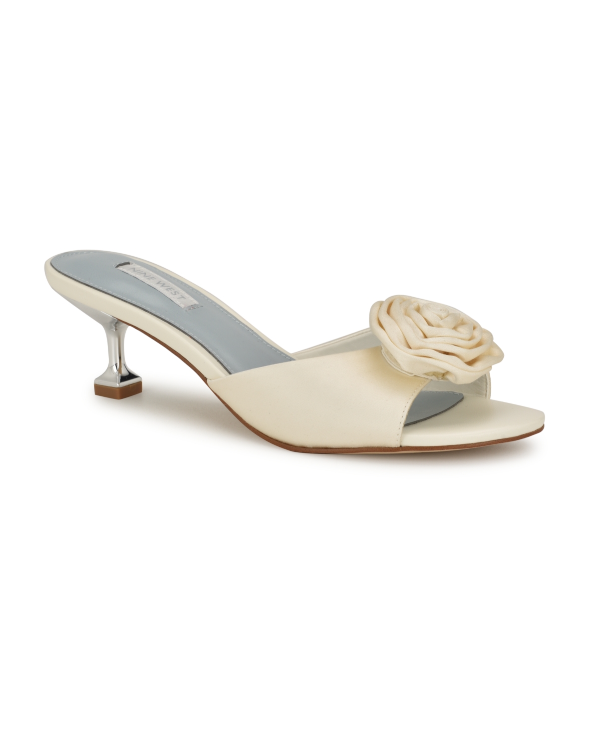 Women's Dhalia Bridal Tapered Heel Slip On Dress Sandals - Ivory Satin