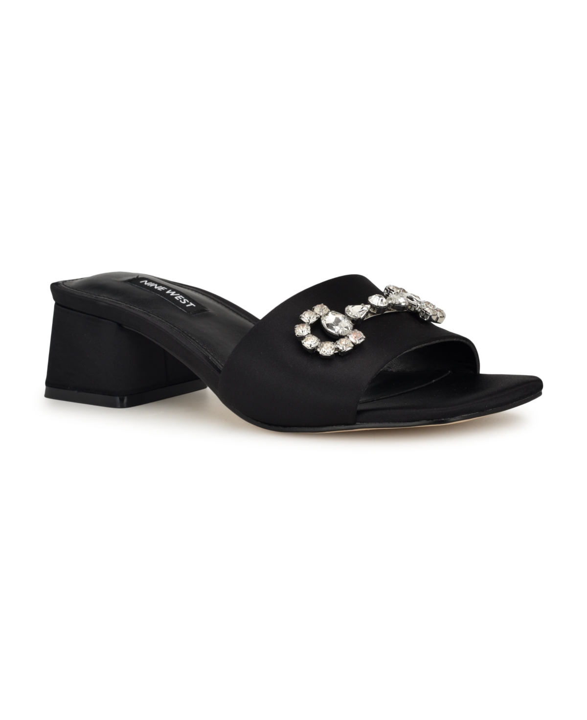 Women's Bamsy Square Toe Slip-on Dress Sandals - Black Satin