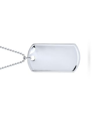 X-Large Army Military Dog Tag Pendant Necklace Sterling Silver Long Bead Ball Chain 24 Inch