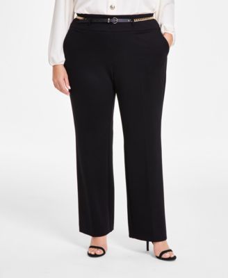 Anne Klein - Plus Size Belted Pull-On Pants