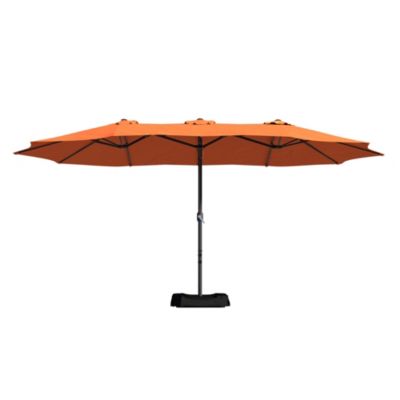 lucky one Rectangular Double-Sided Outdoor Patio Market Umbrella with Base Included
