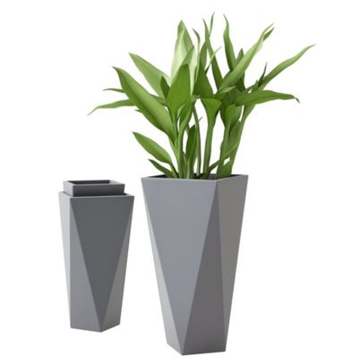 Outdoor Planters Set of 3 - Flower Pots with Drain Holes