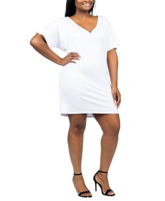 Plus Size Loose Fit V-Neck T Shirt Dress
