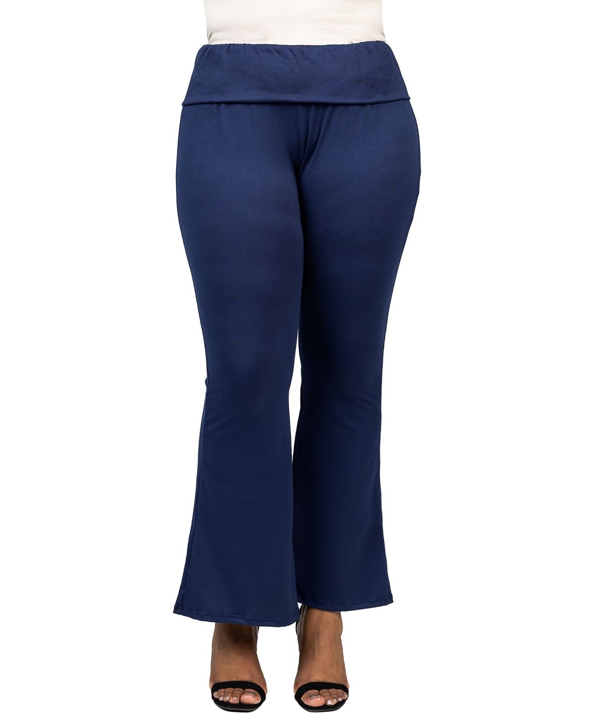 24SEVEN COMFORT APPAREL PLUS SIZE BELL BOTTOM FOLDOVER WAIST PANTS 