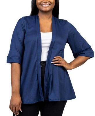Plus Size Elbow Length Open Front Cardigan Sweater