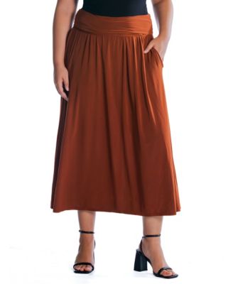 Plus Size Foldover Maxi Skirt With Pockets