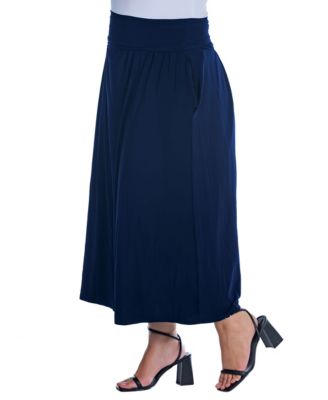 Plus Size Foldover Maxi Skirt With Pockets