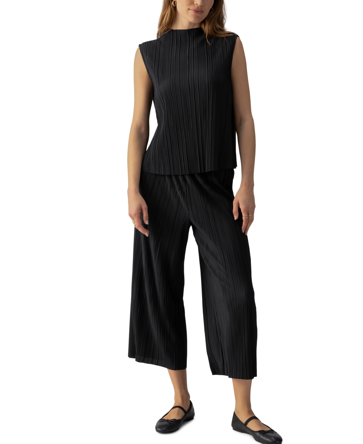 Sanctuary Women's Plisse Pleated Pull-On Culotte Pants