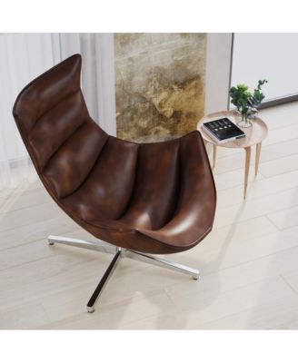Pavel Contoured Swivel Accent Chair With Crisscross Metal Base