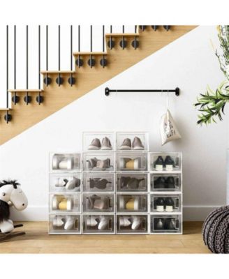 Pack Of 18 Stackable Shoe Storage Organizers, Versatile And Foldable For Sneakers