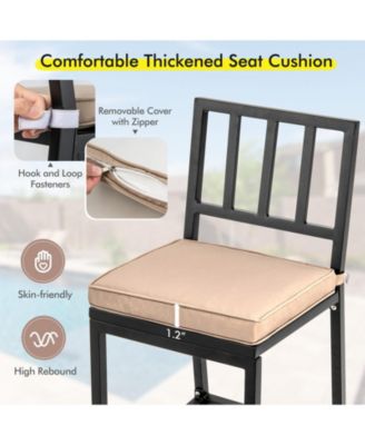 Set of 2 Patio Bar Chairs with Detachable Cushion and Footrest