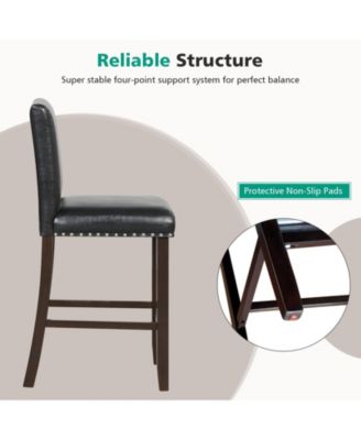 Set of 2 Bar Stools with Back for Kitchen Island