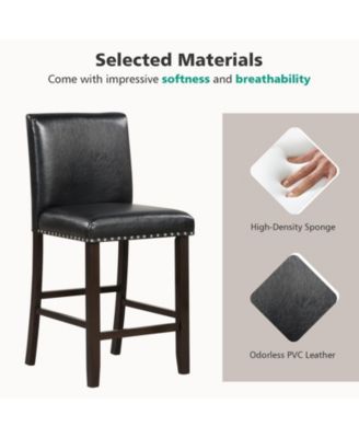 Set of 2 Bar Stools with Back for Kitchen Island