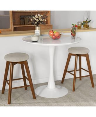 2 Pieces 26 Inch Backless Swivel Barstools with Linen Fabric Seat