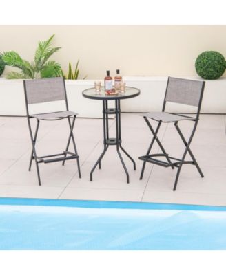 Folding Bar Stools Set of 2 Backrest Humanized Footrest